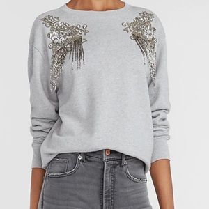 Express embellished pull over sweater